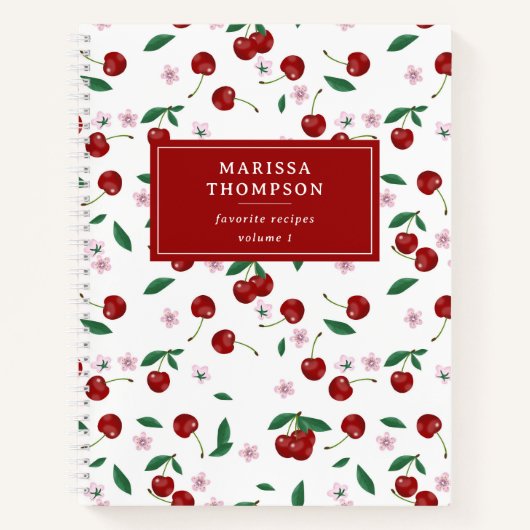 レッドさくらんぼグリーンリー&さくらんぼ花々レシピ ノートブック (正面)