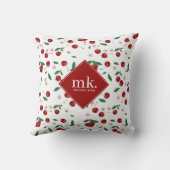レッドさくらんぼグリーンリー&さくらんぼ花ズモノグラム クッション (裏面)
