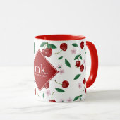 レッドさくらんぼグリーンリー&さくらんぼ花ズモノグラム マグカップ (正面右)