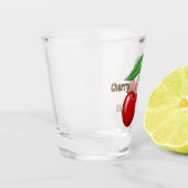 レッドさくらんぼデザインカスタム文字 ショットグラス (左)