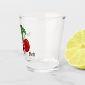 レッドさくらんぼデザインカスタム文字 ショットグラス (右)