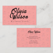 レッドさくらんぼパターン背景ヨガコーチ 名刺 (正面/裏面)