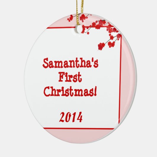 レッドさくらんぼパーソナライズされたブロッサム名オーナメント セラミックオーナメント (左)