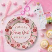 レッドさくらんぼファースト誕生日紙プレート ペーパープレート (パーティー)