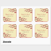 レッドさくらんぼフラムス桜アジア結婚式の引き出物 スクエアシール (シート)