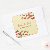 レッドさくらんぼフラムス桜アジア結婚式の引き出物 スクエアシール (封筒)