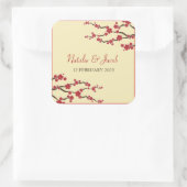 レッドさくらんぼフラムス桜アジア結婚式の引き出物 スクエアシール (バッグ)