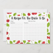 レッドさくらんぼブライダルシャワーレシピカード (正面)