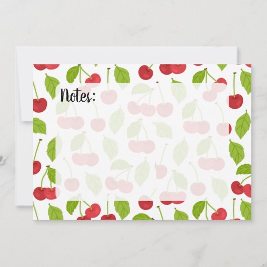 レッドさくらんぼブライダルシャワーレシピカード (裏面)