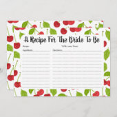レッドさくらんぼブライダルシャワーレシピカード (正面/裏面)