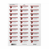 レッドさくらんぼブラック&ホワイトカスタム招待状カード ラベル (フルシート)