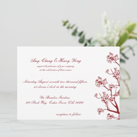 レッドさくらんぼブラッズオリエンタル結婚式招待状 招待状 (スタンド正面)