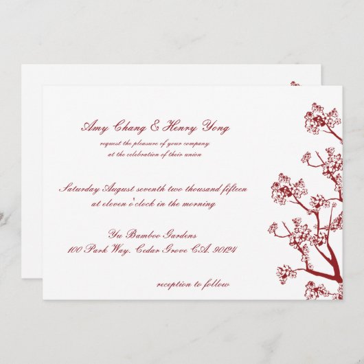レッドさくらんぼブラッズオリエンタル結婚式招待状 招待状 (正面/裏面)
