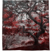 レッドさくらんぼブロッサムツリー シャワーカーテン (正面)