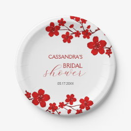 レッドさくらんぼブロッサムフローラブライダルシャワー ペーパープレート