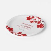 レッドさくらんぼブロッサムフローラブライダルシャワー ペーパープレート (アングル)
