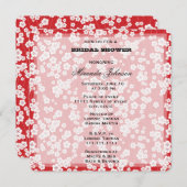 レッドさくらんぼブロッサムフローラブライダルシャワー 招待状 (正面/裏面)