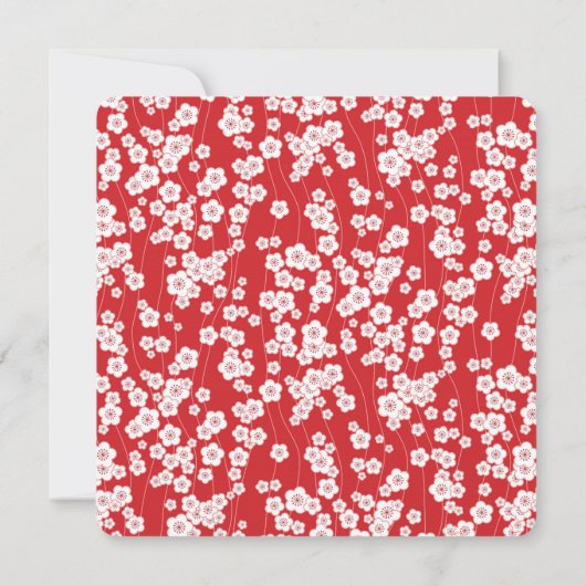 レッドさくらんぼブロッサムフローラブライダルシャワー 招待状 (裏面)