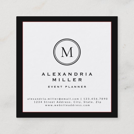 レッドさくらんぼブロッサムフローラ |モノグラム スクエア名刺 (裏面)