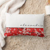 レッドさくらんぼブロッサムフローラ |名パーソナライズされた前 ランバークッション (ブランケット)