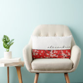 レッドさくらんぼブロッサムフローラ |名パーソナライズされた前 ランバークッション (椅子)