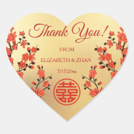 レッドさくらんぼブロッサム中国の金ゴールド結婚の皆様 ハートシール