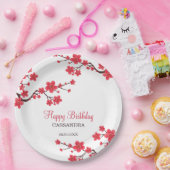 レッドさくらんぼブロッサム桜フローラ誕生日 ペーパープレート (パーティー)