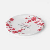 レッドさくらんぼブロッサム桜素朴フローラ誕生日 ペーパープレート (アングル)