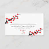 レッドさくらんぼブロッサム結婚テーマの座席表 プレイスカード (正面)