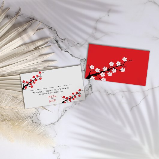 レッドさくらんぼブロッサム結婚テーマの座席表 プレイスカード