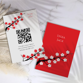 レッドさくらんぼブロッサム結婚テーマ エンクロージャーカード