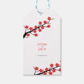 レッドさくらんぼブロッサム結婚テーマ ギフトタグ (正面)