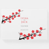 レッドさくらんぼブロッサム結婚テーマ ゲストブック (正面)
