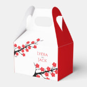 レッドさくらんぼブロッサム結婚テーマ フェイバーボックス (正面サイド)