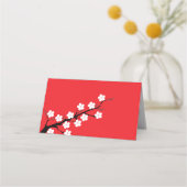 レッドさくらんぼブロッサム結婚テーマ プレイスカード (裏面)