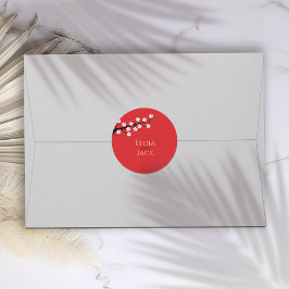 レッドさくらんぼブロッサム結婚テーマ ラウンドシール
