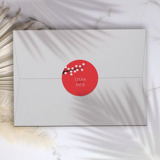 レッドさくらんぼブロッサム結婚テーマ ラウンドシール