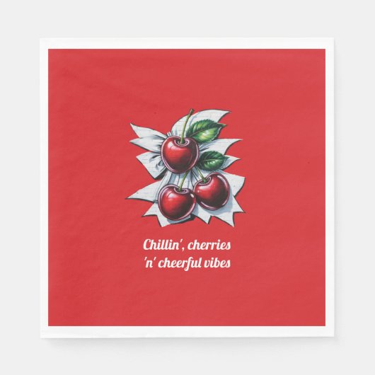 レッドさくらんぼホライアルビベス通りアートスタイリッシュ スタンダードランチョンナプキン (正面)