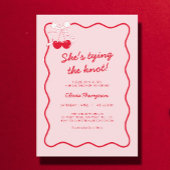 レッドさくらんぼボウタイイングザノットブライダルシャワー 招待状