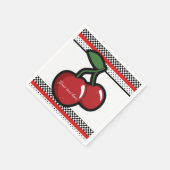 レッドさくらんぼレトロブラック&レッドカスタムパーティー スタンダードカクテルナプキン (角)