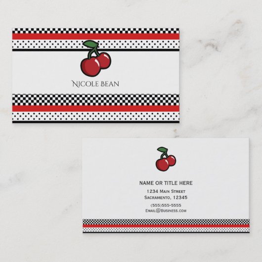 レッドさくらんぼレトロヴィンテージフルーティパーソナライズされた 名刺 (正面/裏面)
