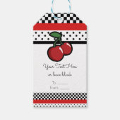 レッドさくらんぼレトロ白黒レッドパーティーフェイブ ギフトタグ (正面)