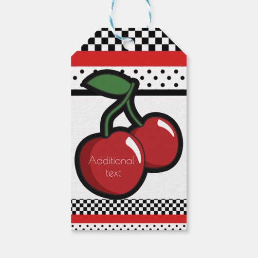 レッドさくらんぼレトロ白黒レッドパーティーフェイブ ギフトタグ (裏面)