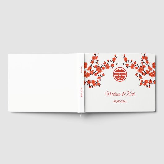 レッドさくらんぼ中国のブ結婚ロズ ゲストブック (全面)