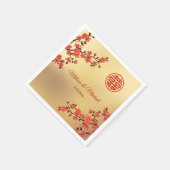 レッドさくらんぼ中国の金ゴールド結婚のカスタム スタンダードカクテルナプキン (角)