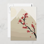 レッドさくらんぼ山富士ジャパンイラストレーション ポストカード (正面/裏面)