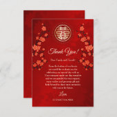 レッドさくらんぼ結婚ブロッサム サンキューカード (正面/裏面)