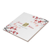 レッドさくらんぼ花エレガント中国の結婚式の引き出物 タイル (側面)