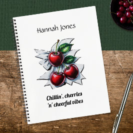 レッドさくらんぼ通りアパーソナライズされたート学生白番 ノートブック