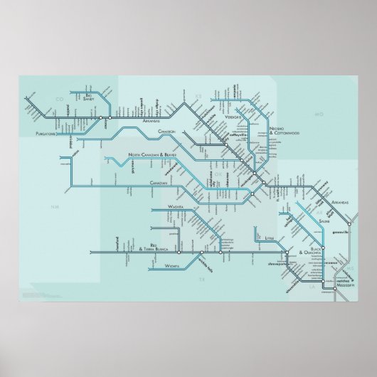 レッドとアーカンソー州の河川30インチx 20インチ ポスター (正面)